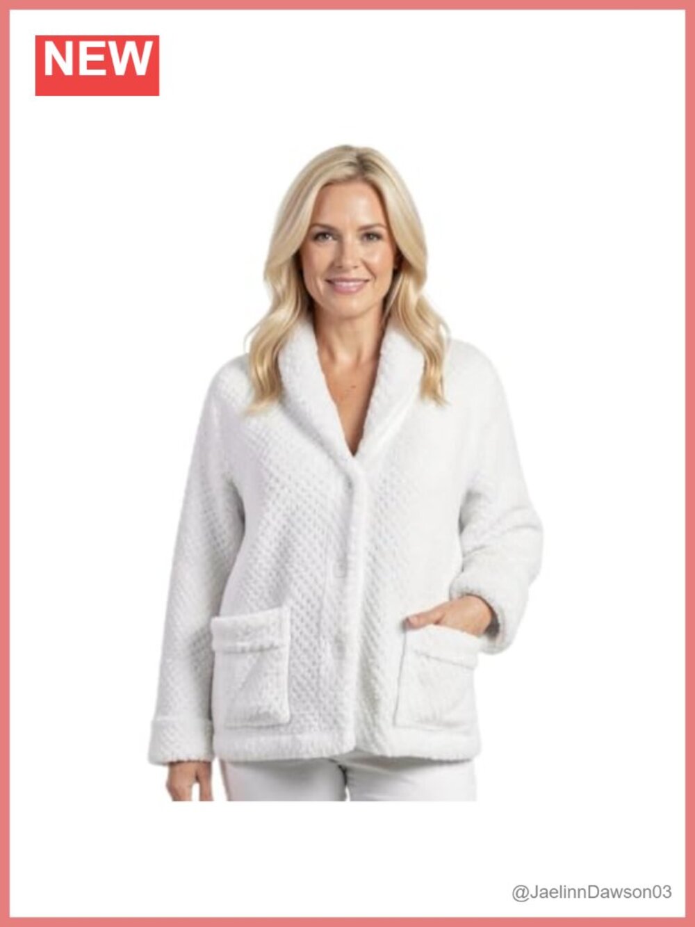 Fleece Bed Jacket with Front Pockets Button Front Cozy Lounge